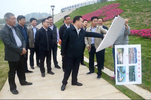 上饒市人大副主任、鄱陽縣縣委書記張禎祥蒞臨新昌南湖西河濕地公園項目