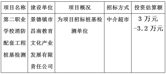 第二職業(yè)學校消防配套工程樁基檢測項目計劃公告